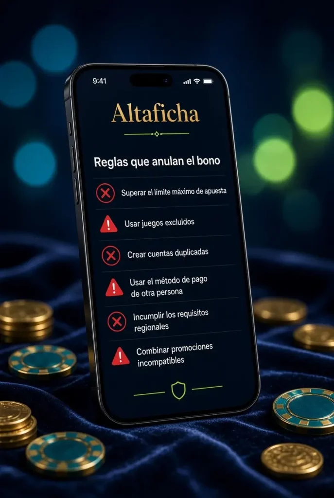 Pantalla con información sobre requisitos de apuesta y condiciones de los bonos