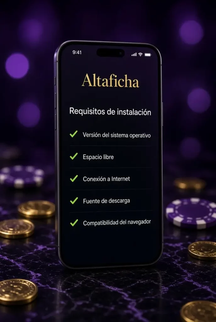 Requisitos para instalar Altaficha: sistema compatible, espacio, internet y fuente oficial